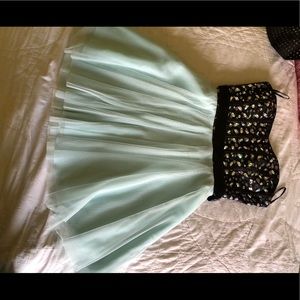Black and Mint Green Formal Dress